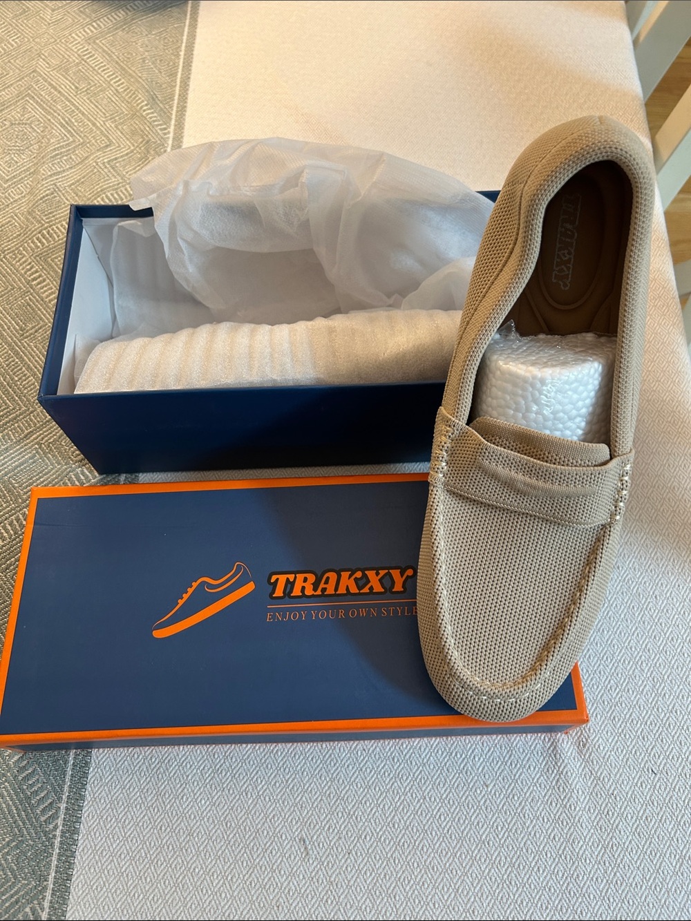 Trakxy Beige Mesh Slip-On Loafers for Women